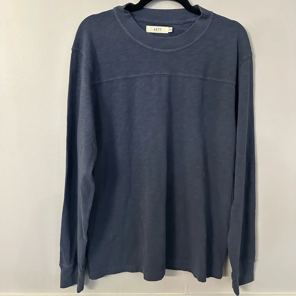 Ae77 Men’s Long Sleeve Navy Cotton Crewneck Sweater Sz M NWT